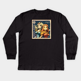 Lina and Crystal Maiden - Postage Stamp Series Kids Long Sleeve T-Shirt